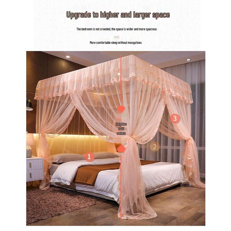 Palace Three-Door Mosquito Net for Double Bed—Floor Stand, Ventilated & Anti-Mosquito
