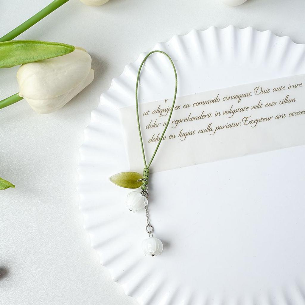 Flowers Strap Keychain Pendant Car Keyring Hanging Ornament Tulip Phone-Charms for Handbag Purses Bag Wallet-Decorations