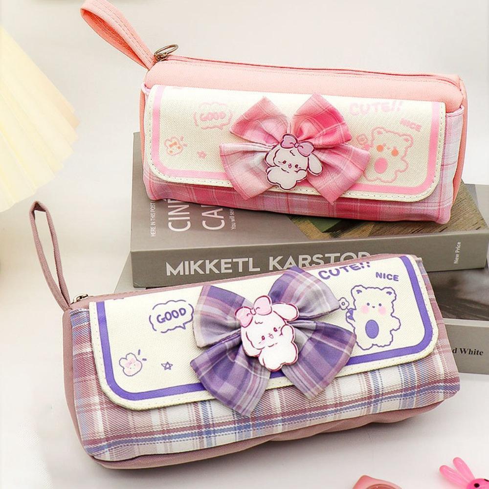 

Double Layer Bow Pencil Case Large Capacity Lovely Stationery Box