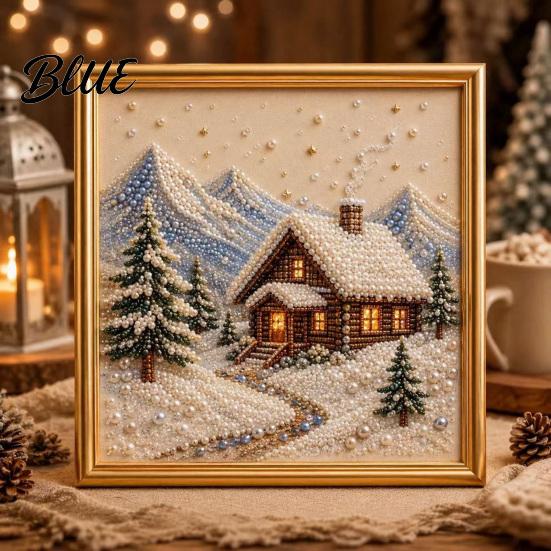 Christmas Gem Art DIY Faux Pearl Kit Winter Scene Painting Wall Decoration 3D Sparkling Animal Craft Kit for Adults Holiday Decor Supplies