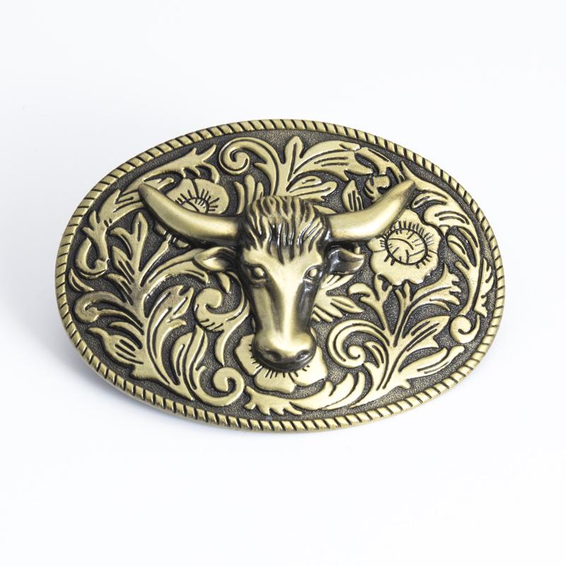 3D Western Cowboy Style Oval Belt Buckle with Smooth Pattern