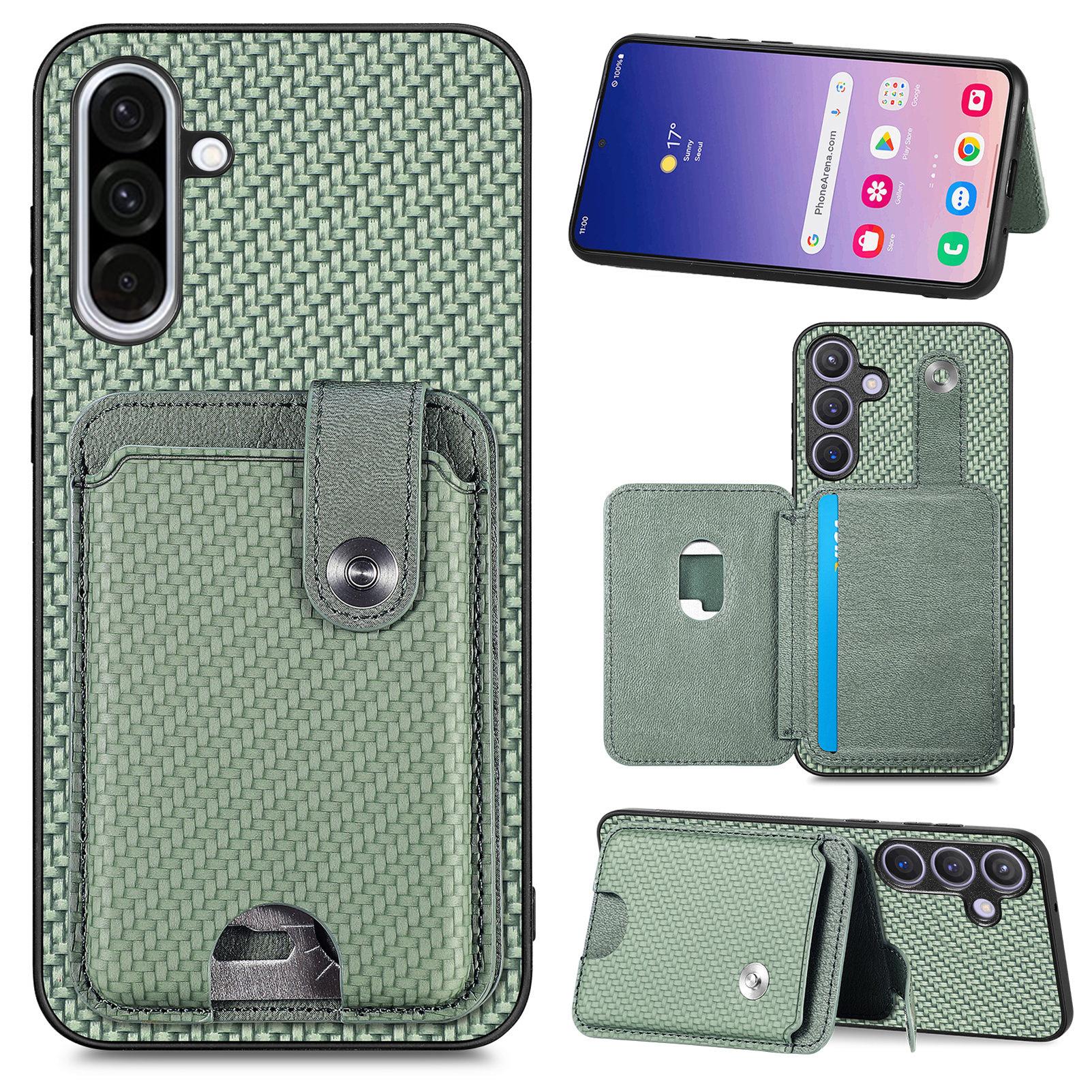 

For Samsung Galaxy A26 5G Case Card Slots Kickstand Phone Back Cover with Card Tool Green