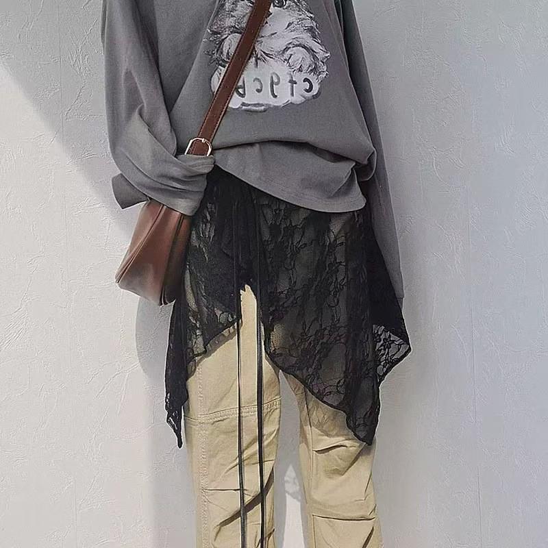 Niche Lace-Up Layered Half Skirt Cover for Women