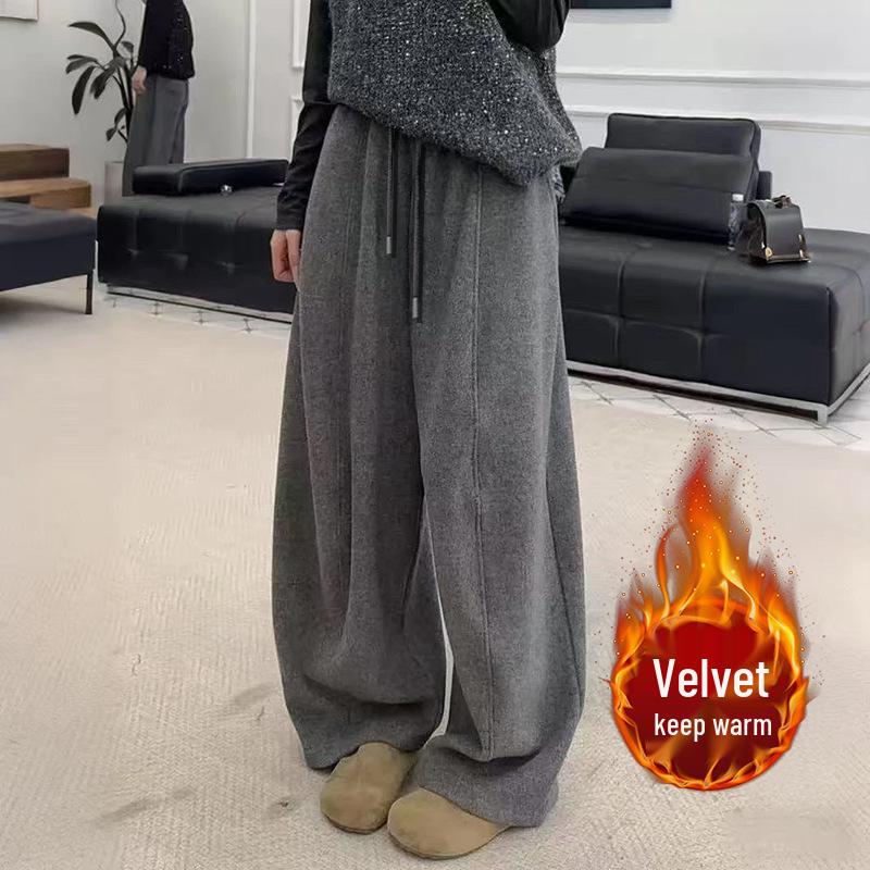 

High-Waisted Thickened Drawstring Sweatpants for Autumn/Winter M (40-55 kg)