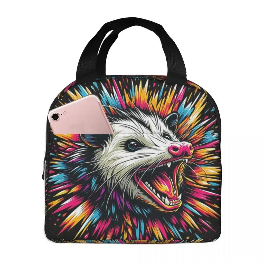 Adopt A Cat Funny Opossum Screm Animal Insulated Lunch Bag for Women Children Leakproof Food Boxes Thermal Lunch Box Tote