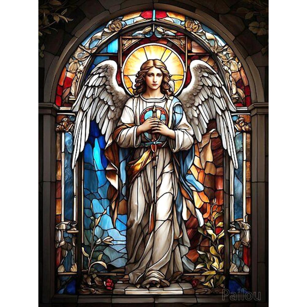 Jezus Chrystus Sztuka Witrażowa DIY 5D Malowanie Diamentowe Religijny Święty Krzyż i Maryja Dziewica Mozaika Haft Krzyżykowy Prezent Wystrój Domu