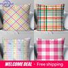 Home Decor Colorful Plaid  Floral Patterned Pillow Covers Pattern Cushion Cover Suitable For Sofa Bedroom Car Pillow Cover