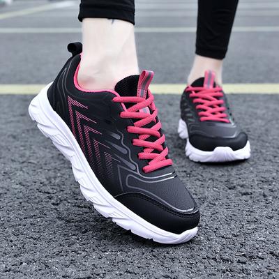 Autumn and Winter Sports Shoes Women's New Wave Shoes Leather Surface Waterproof Women's Shoes Soft Sole Light Women's Leisure Sports Travel Shoes