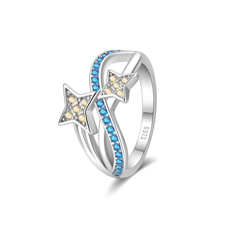 Fashion Original Rings 925 Silver Color Stars Moon Sun Drop Shaped Zircon Rings for Woman Fine Wedding Engagement Jewelry Gifts