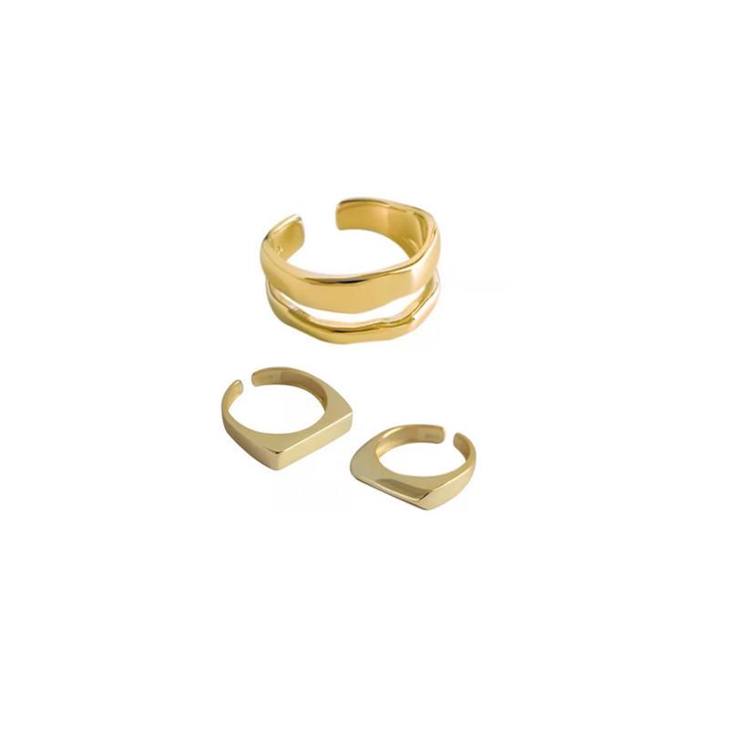 S925 Sterling Silver Minimalist Geometric Rectangle Open Ring For Women Elegant Fashion Jewelry