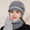 Elderly Hat Scarf Set Women Winter Double Warm Ear Protection Wool Hat Cold Knitted Cap