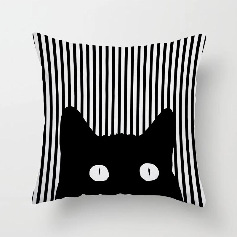 Funny Cute Black Lover Cat Pillowcase Cushion Cover 4545 Polyester Pillow Cover Sofa Car Home Decor Room Decoration