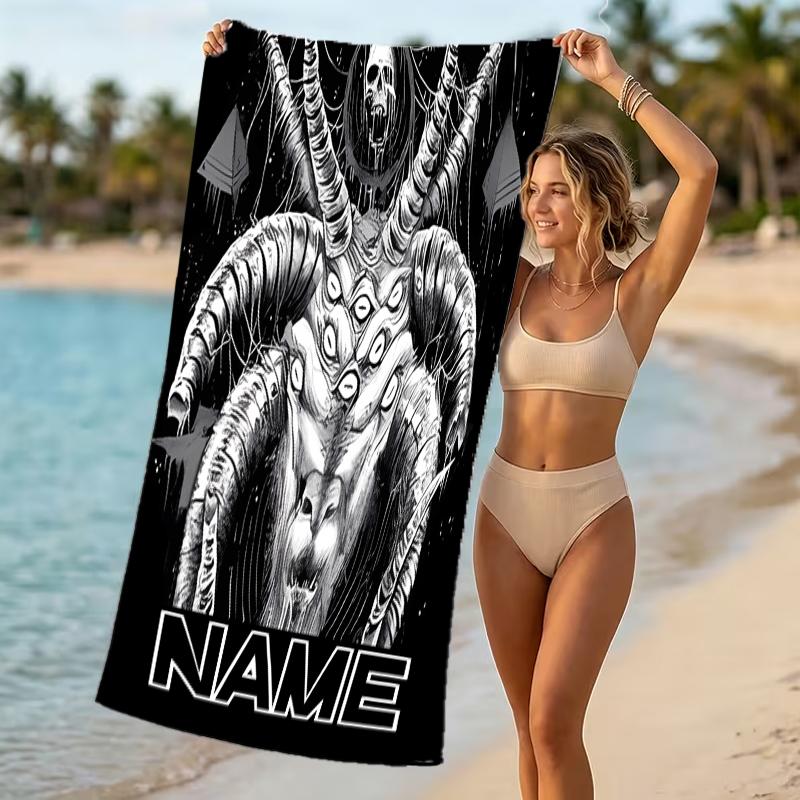 Customizable personalized beach towels Baphomet themed designs.Suitable for the beach, yoga, sports;ideal as beach accessories