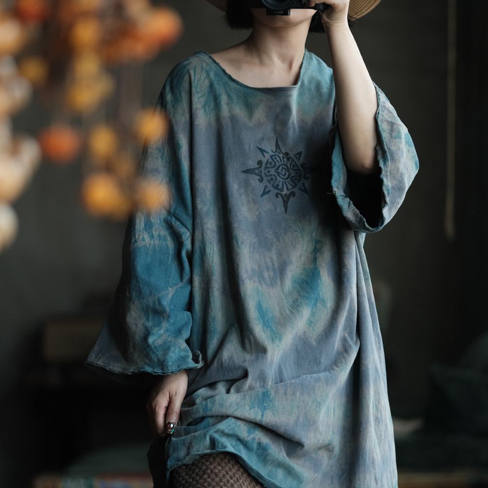 

Johnature Women Spring Print Floral T-Shirts Casual O-Neck Long Sleeve Knitted Women Loose T-Shirts One Size