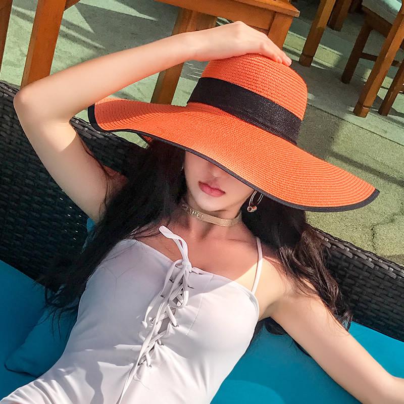 Women's Large Brim Straw Sun Hat for Summer Beach and Seaside Vacation, Anti-UV Protection