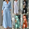 Women's 2 Piece Outfits Casual Long Sleeve Lapel V Neck Crop Shirts Wide Leg Pant Matching