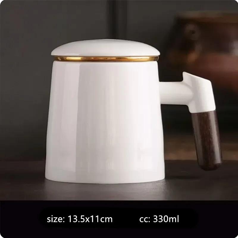 330ml Japanese Household Ceramic Teacup Tea Water Separation Office Mugs Large Capacity Filter Tea Infuser Personal Tea Cup