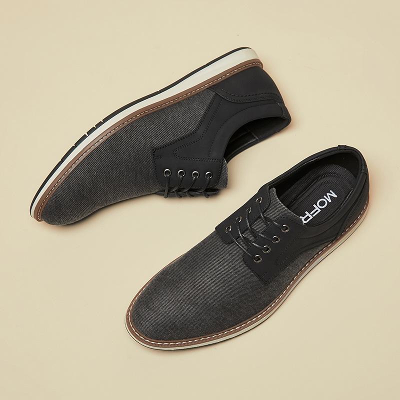 

European and American new retro pointed men s lace-up canvas shoes breathable casual shoes non-slip breathable US7=39 чёрный