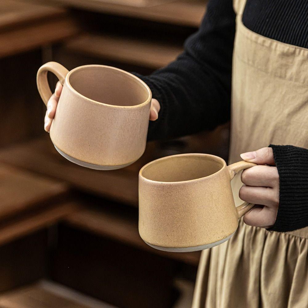 Minimalist Ceramic Coffee Mug Non-slip Bottom Pottery Drinkware Portable Retro Tea Cup  Kitchen