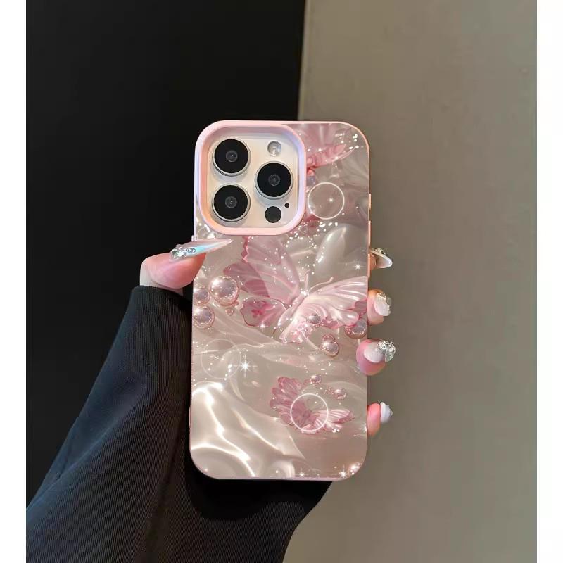 Fashion Luxury Pink Marble Silicone Phone Case For iPhone 13 14 15 16 11 12 17 Pro Max Shockproof Lichee Pattern TPU Soft Cover