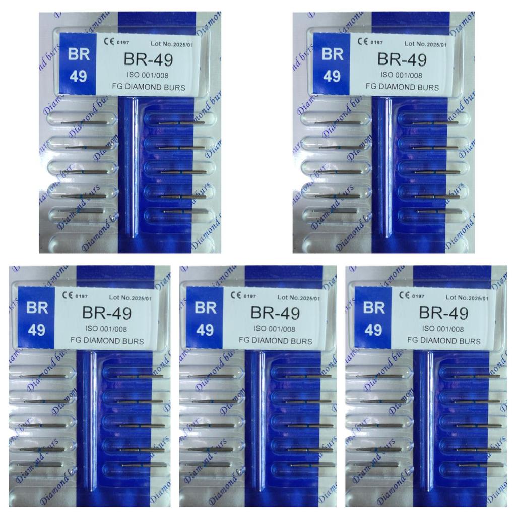 50pcs Dental High Speed Burs High Speed Handpiece Turbine Diamond Burs Diamond Polishing Tooth Preparation Dentist Material