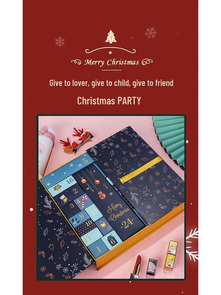 Prázdninový odpočítávací kosmetický překvapivý box: Dárková sada čokolády, sušenek a cukroví