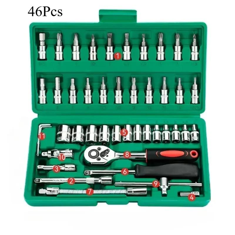 Professional Automotive Tool Set Ratchet Socket Wrench Kit with Multi Function for Car Motorcycle Repair Toolbox A