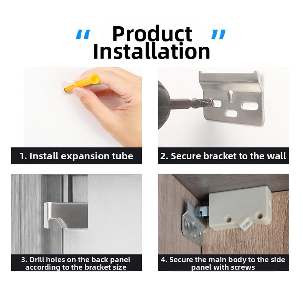 Set of 2 ABS Plastic and Metal Cupboard Hangers with Wall Brackets for Durable and Adjustable Wall Cabinet Installation