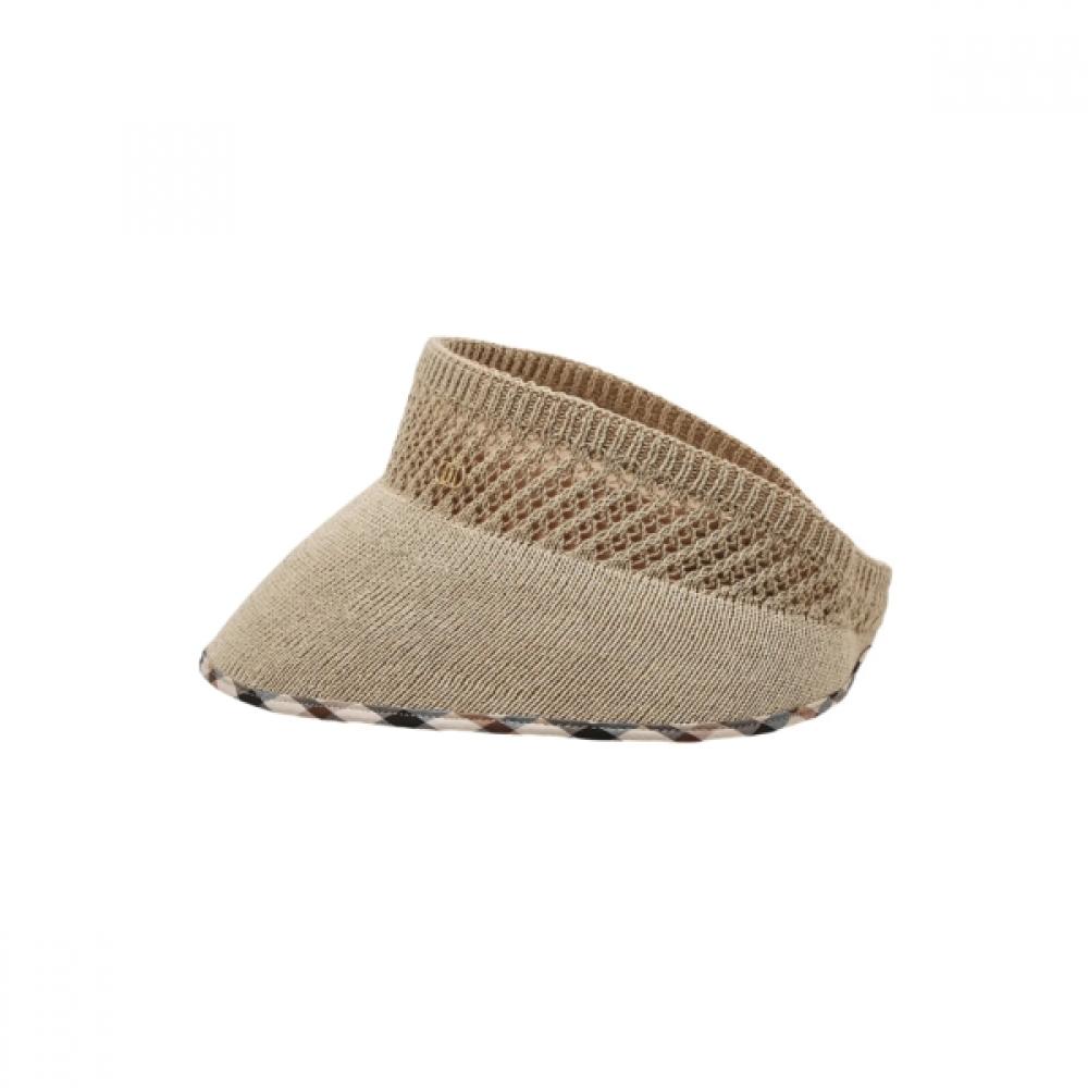 Daks Beige Linen Blend Check Pattern Packable Sun Cap Dche6e108i2