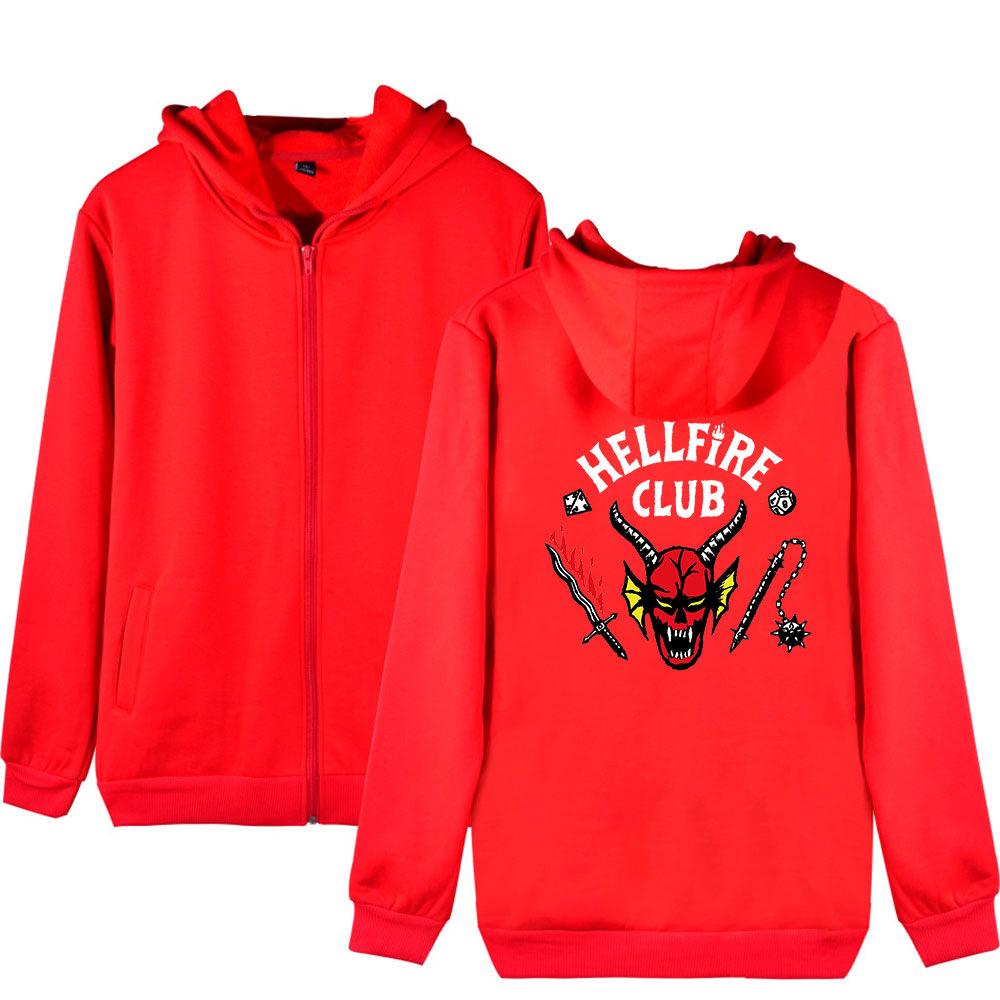 NEW Fashion Stranger Costume HOODIES Casual Hellfire Club Printed Hoodie Men Women Sweatshirts with Zipper