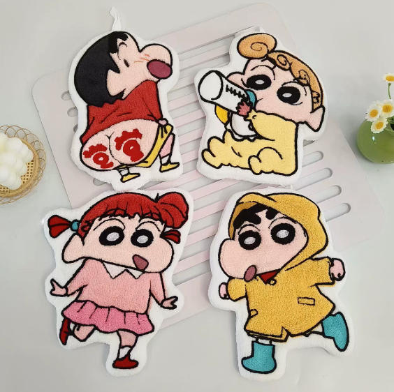 **Kawaii Crayon Shin-Chan Cartoon Cute Hand Towel Water-Absorbent Coral Fleece Kitchen Quick-Drying Shower Room Supplies