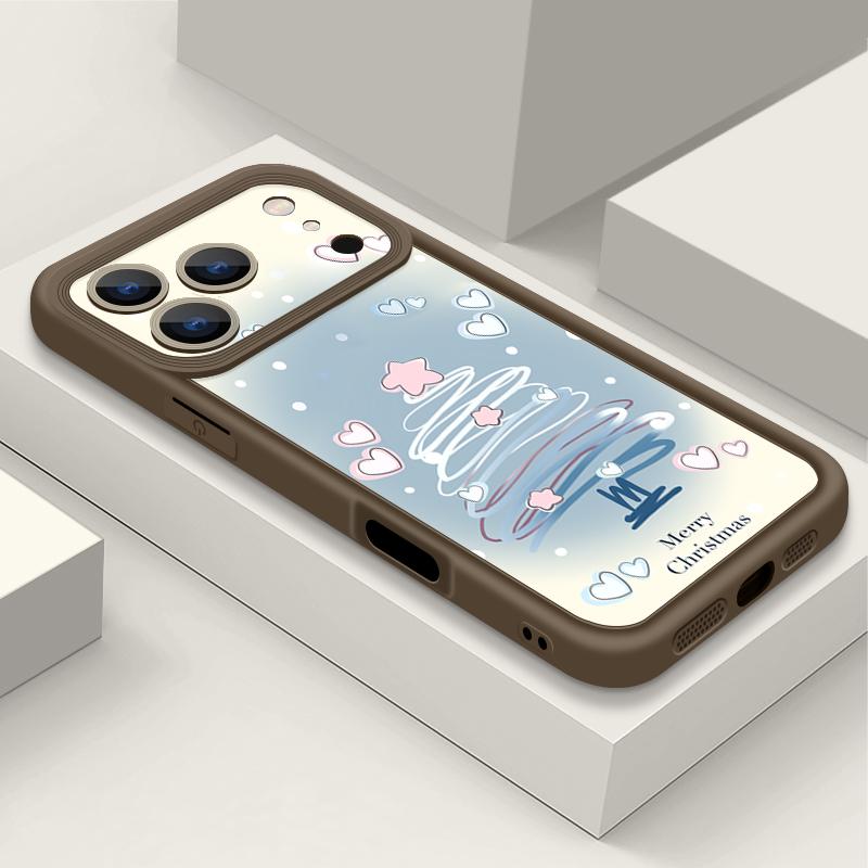 Shockproof Soft TPU Silicone Phone Cover Funda For iPhone 17 Air 16e 16 15 14 Pro Max 13 17 Pro Max 17 Pro 17 Air Blue Christmas Tree Pattern Case