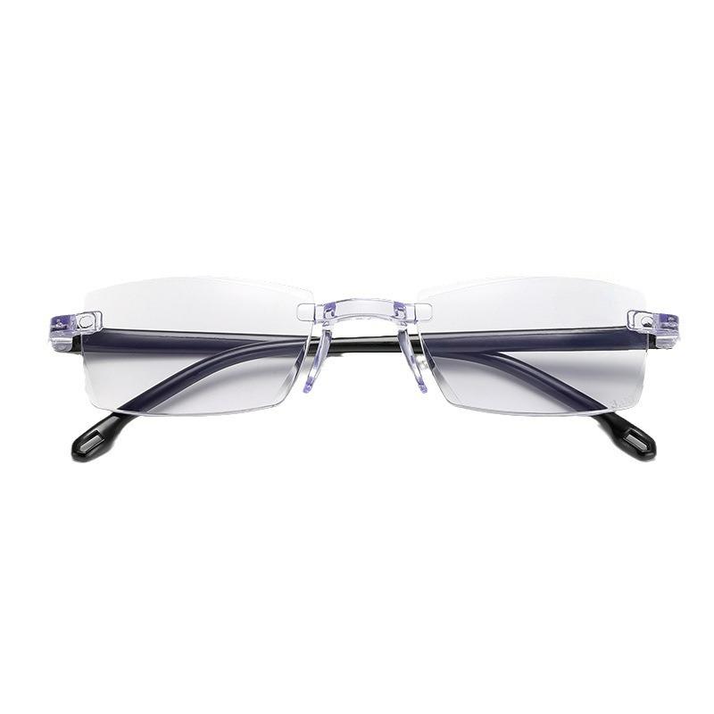 Ultra Light Rimless Diamond Edge Trimming Anti Blue Light Reading Glasses Men Women Radiation-resistant Presbyopia Eyeglasses