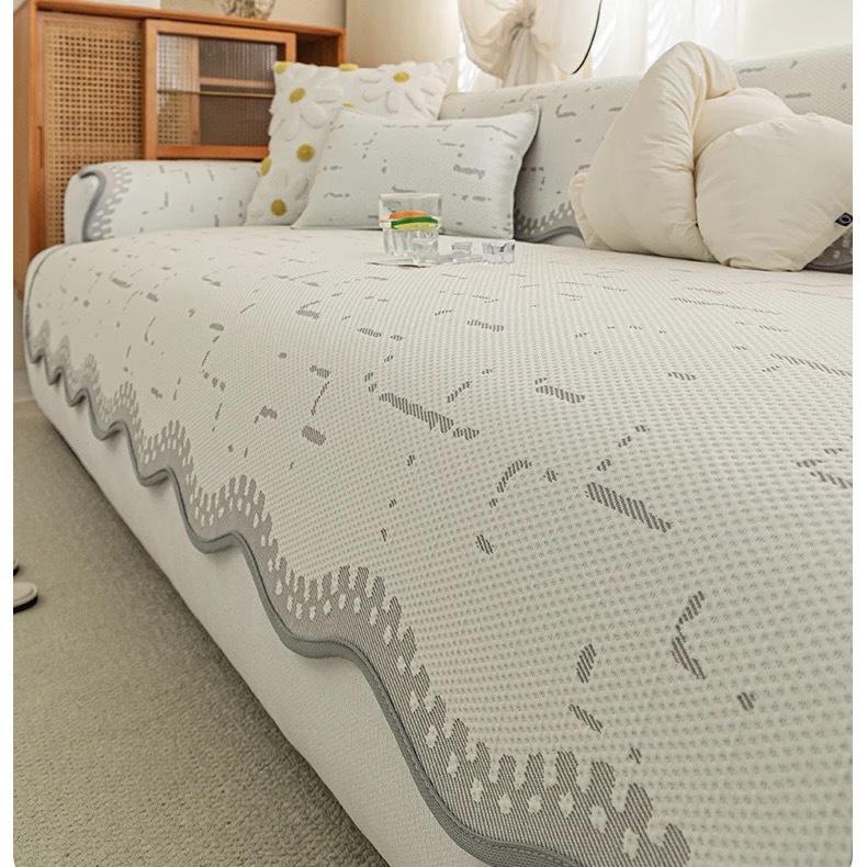 New High-End Summer Sofa Cushion Fixed Non-Slip Mat Leather Sofa Seat Cushion Summer Ice Silk Cover