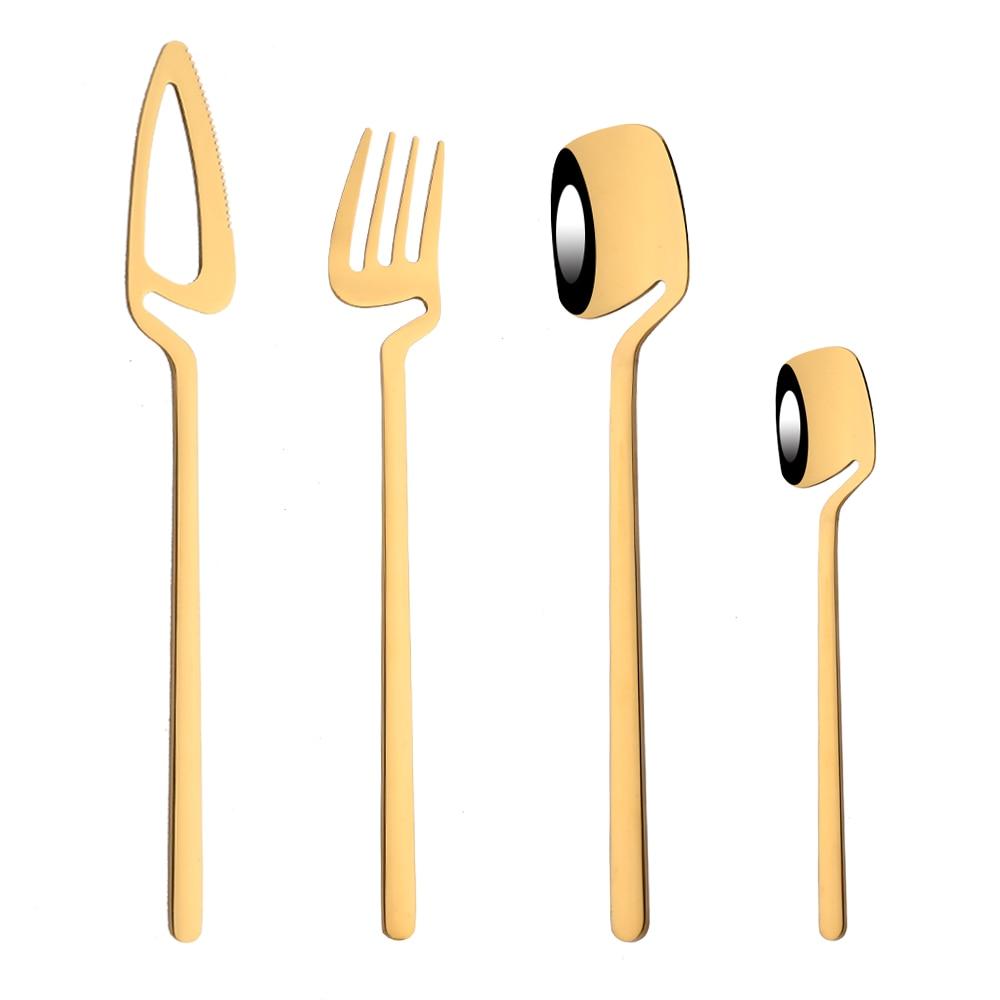4-teiliges Besteckset aus 304 Edelstahl mit Hochglanzpolierung, Geschirrset mit Messer, Gabel und Löffel, Geschirrset für die Küche, Besteck, Geschirrset