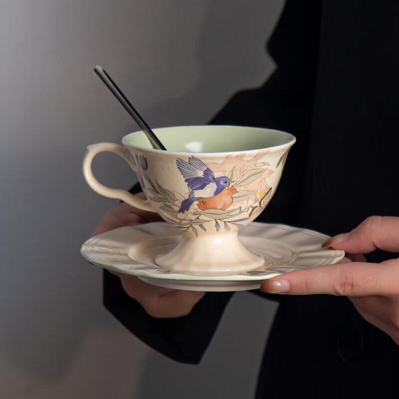 Retro Ceramic High-Foot Coffee & Tea Cup Set