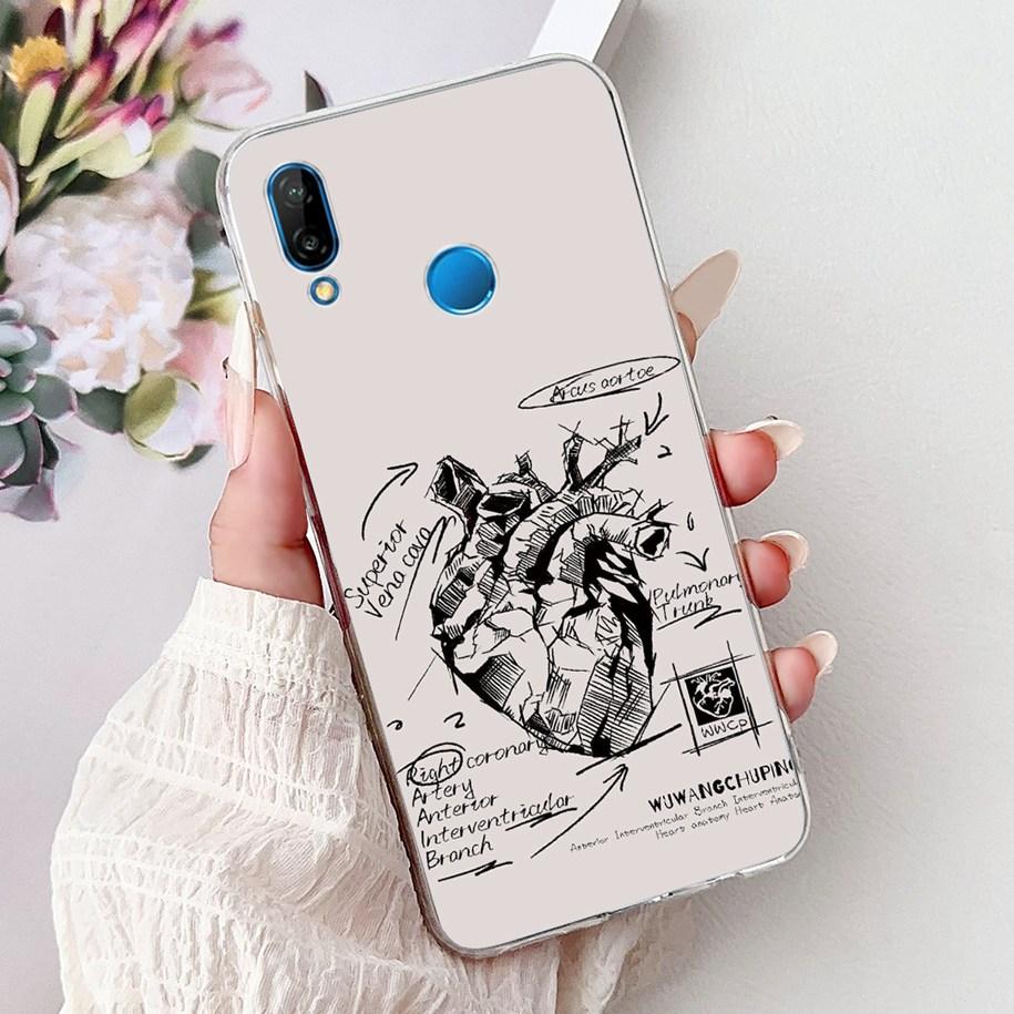 For Cover Huawei P20 Lite Phone Case ANE-LX1 ANE-LX2 ANE-LX3 Transparent Funda Cool Cartoon Cover On Huawei P20Lite Nova 3e Capa