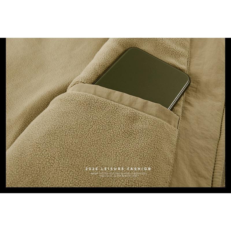 Men's Waterproof Jacket Casual Midlife Fleece Jacket  Autumn Winter Fleece Warm multi-pocket Cargo Coats Hooded Overcoats