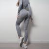 Seamless Knit Quick-Dry Running and Yoga Long Sleeve Set with Slim Fit Pants