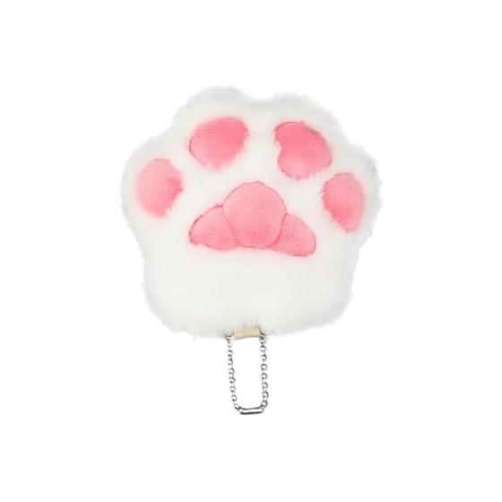 [GUFER] Fluffy Cat Paw Keychain Plush Toy (Approx. 8cm*9cm) Cute Fluffy Cat Paw Keychain Ball Chain