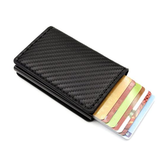 Men Pop-up Wallet RFID Blocking Card Holder Anti-Theft Slim Aluminum Alloy Wallet Pocket Wallet for Cash Credit Cards