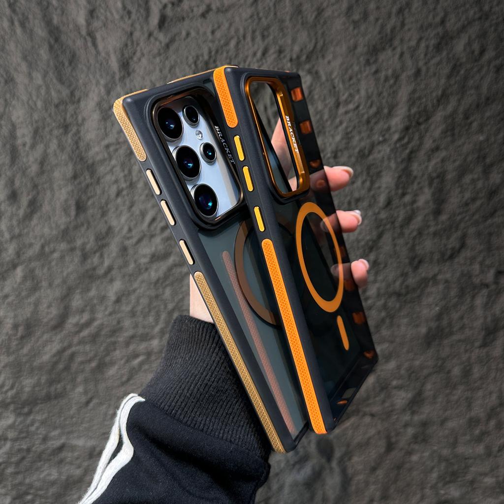 Luxury Clear Magnetic Shockproof Phone Case For Samsung Galaxy S25 Ultra S24 Plus S23 FE S22 Stand Color Protection Back Cover