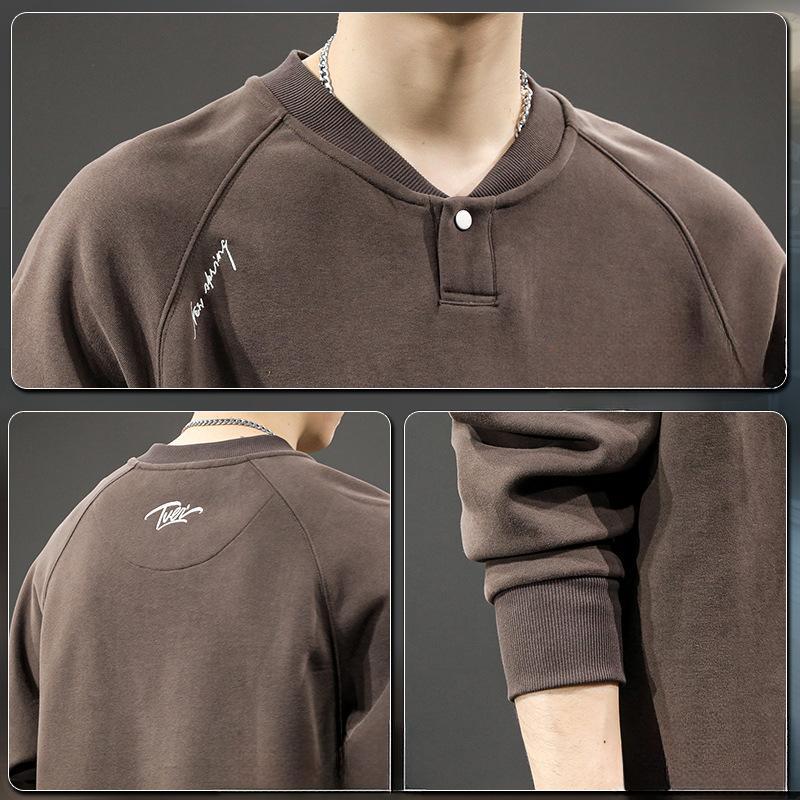 High-End American Retro Heavy Henry Collar Sweater Men'S Loose Large Size Trendy Brand Sports And Leisure Top Jacket