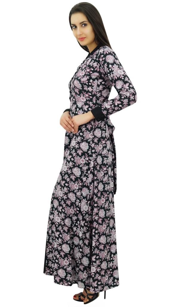 Bimba Women's Rayon Printed Maxi Winter Jilbab Dress