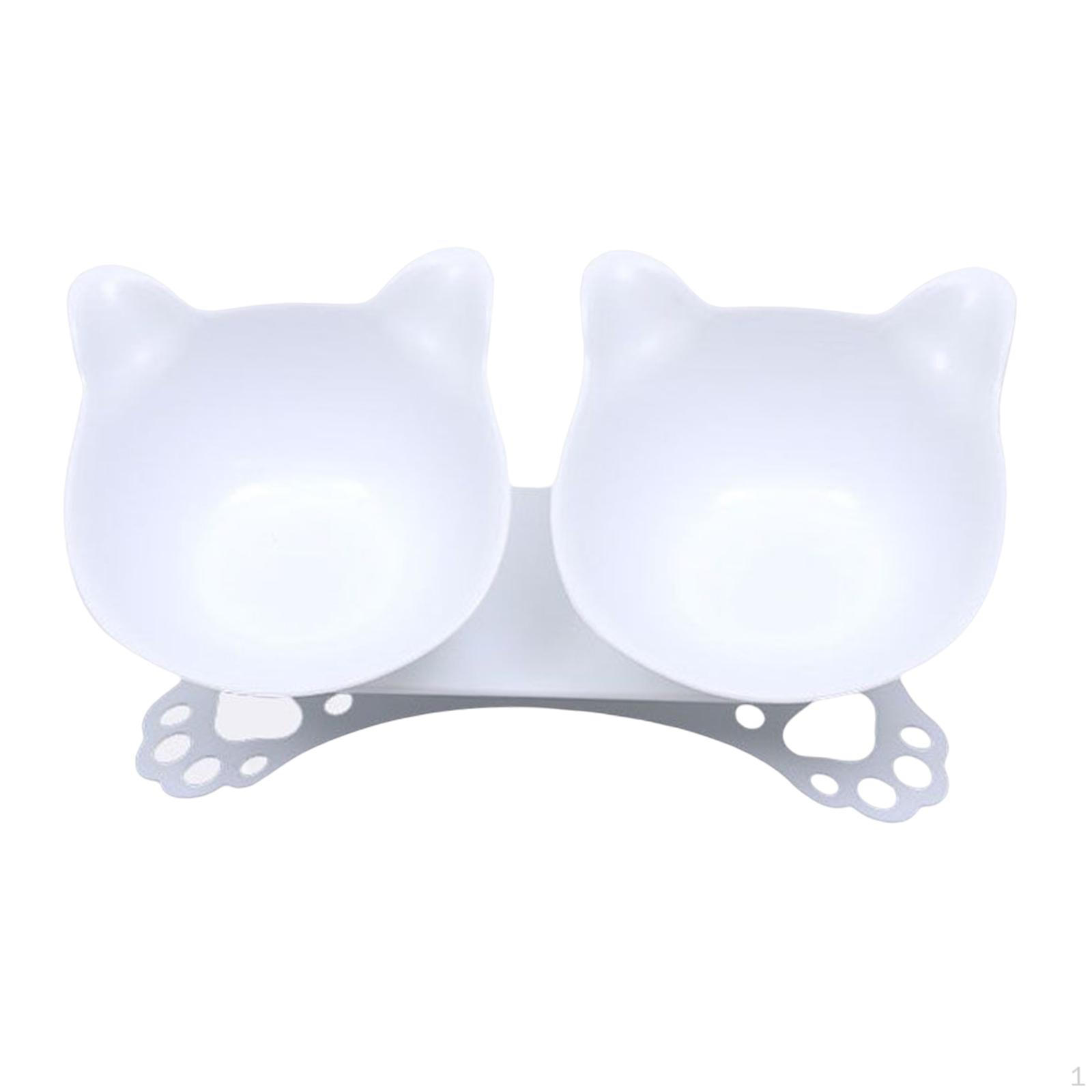 

Cat Elevated Double Bowls Raised Pet Feeder Removable Portable Tilted Water Dispenser Supplies білий