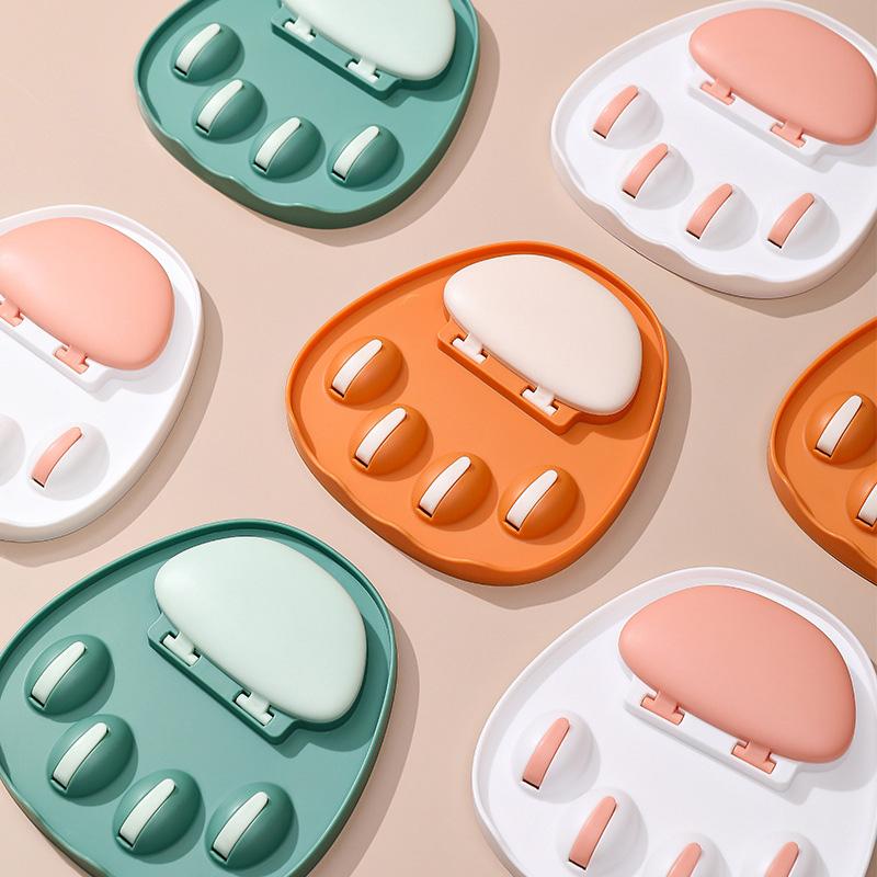 Kitchen free punching cat claw pot lid rack multifunctional wall-mounted hook storage rack creative soup spoon chopstick rack