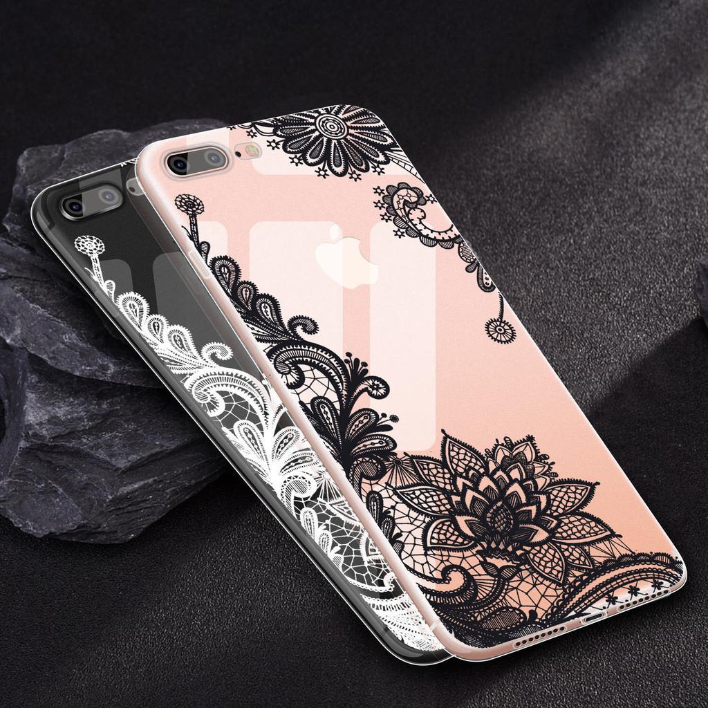Lace Slim Flower Clear Soft Silicone Case Cover For Iphone X 6s 7 8 Plus