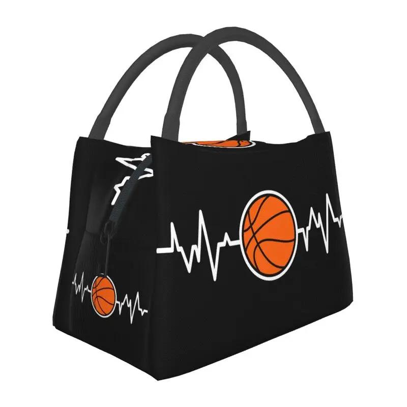 Herzschlag Basketball Isolierte Lunchtaschen für Damen Sport Wiederverwendbare Kühltasche Thermische Lebensmittel Lunchbox Outdoor Camping Reise