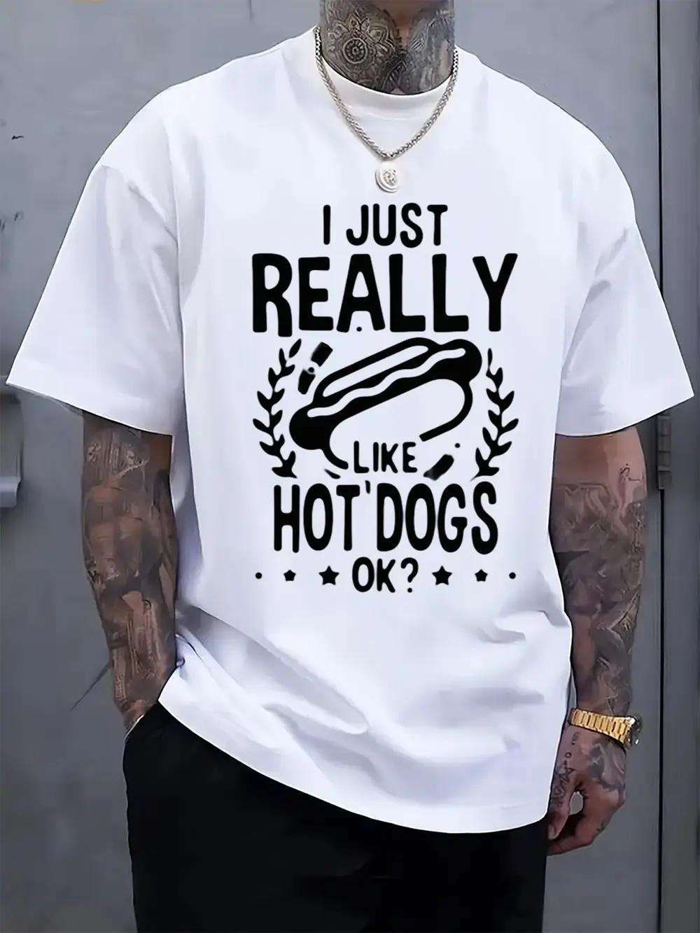 

Casual Hot Dog Lover Graphic T-shirt - I Just Really Like Hot Dogs Ok Funny Print S