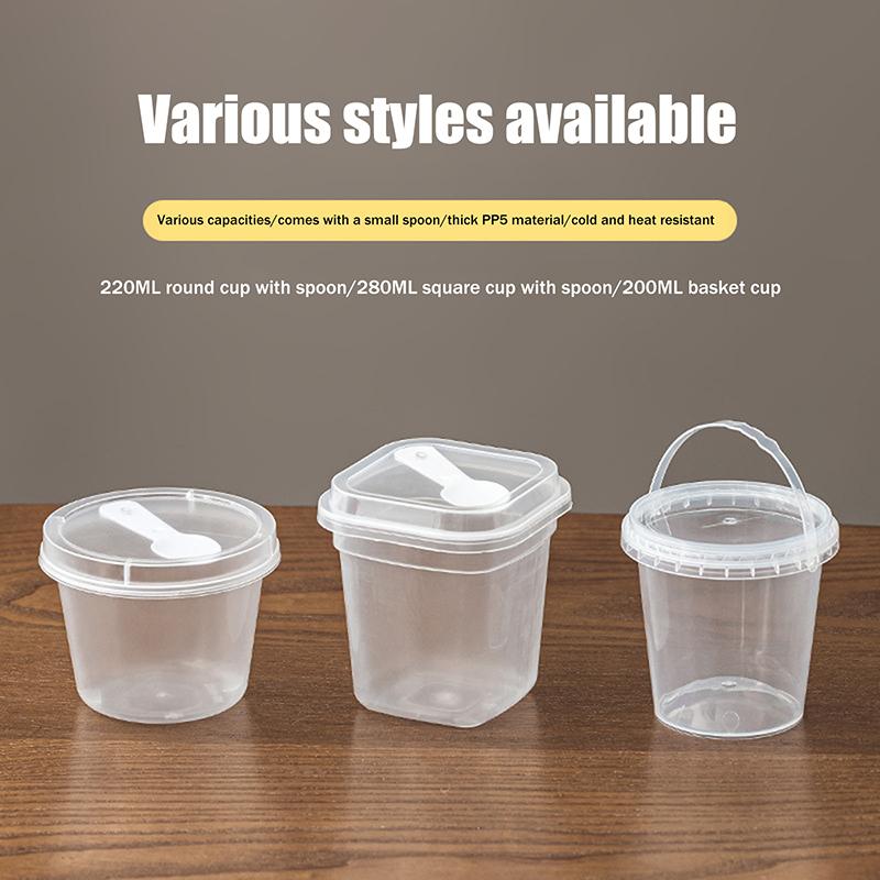 10Pcs Dessert Cup With Spoon With Lid Transparent Cups For Dessert Ice Cream Pudding Yogurt Cups Mousse Cake Box Container